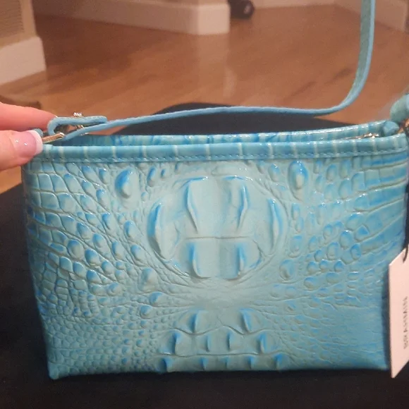Brahmin Aqua Crocodile Embossed Shoulder Bag - Picture 4 of 5